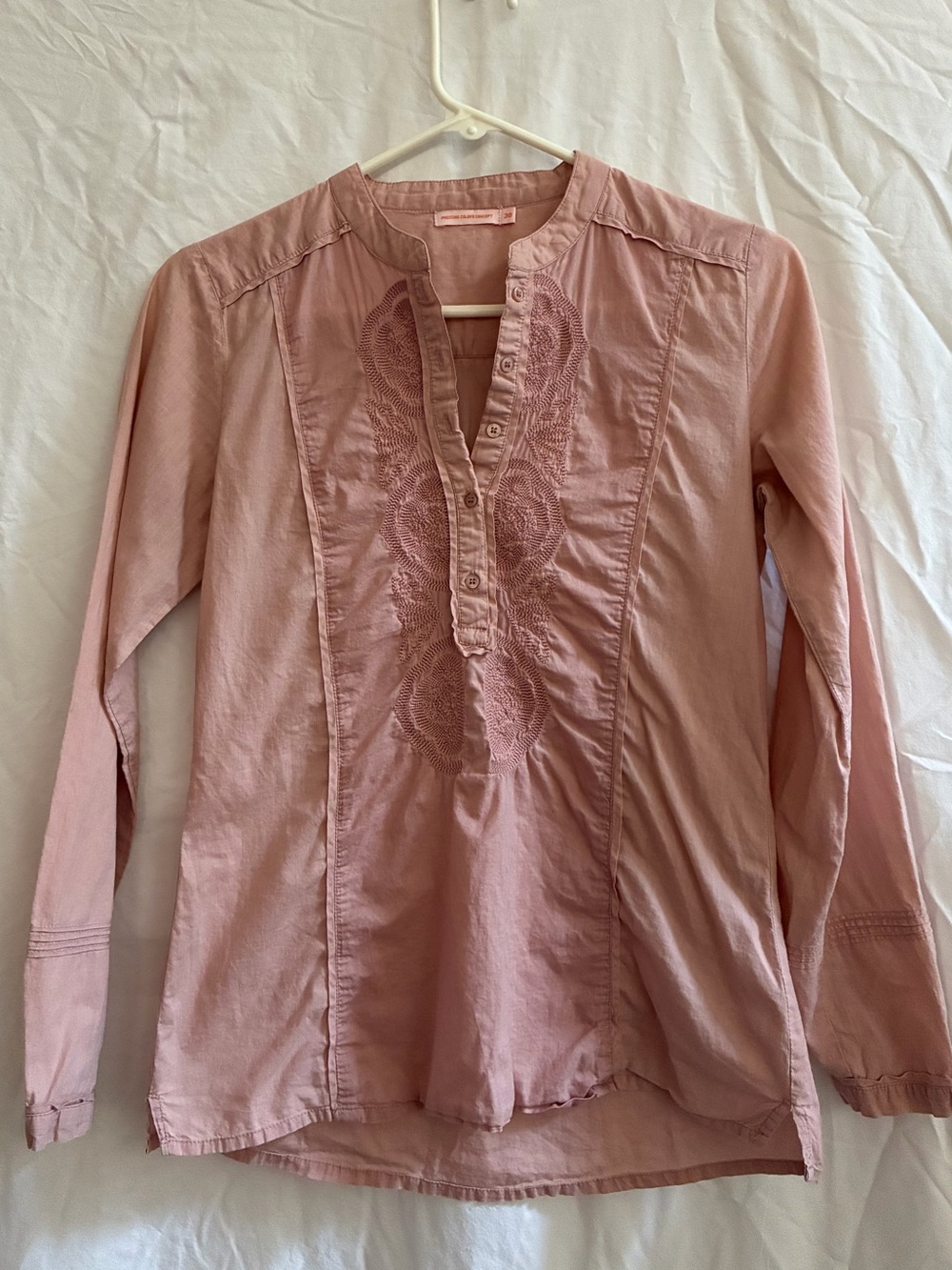 Women's Embroidered Pink Long-Sleeve Top